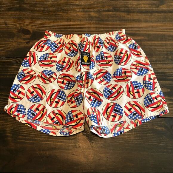 Vintage Flag 4th off July Shorts Men’s L Joe Boxer Patriotic Smile Graphic Glow - Picture 11 of 11